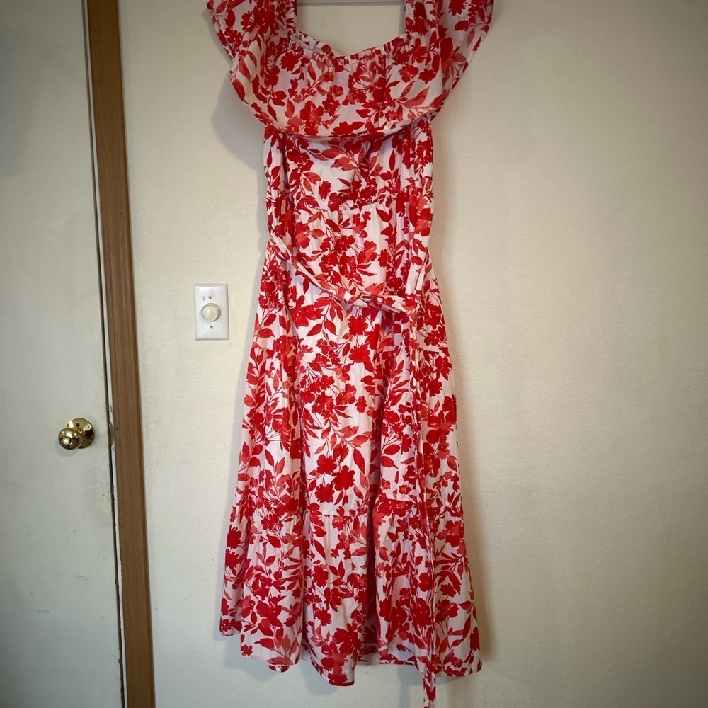 Lane Bryant Floral Print Off The Shoulder Tiered Maxi Dress Size 14/16